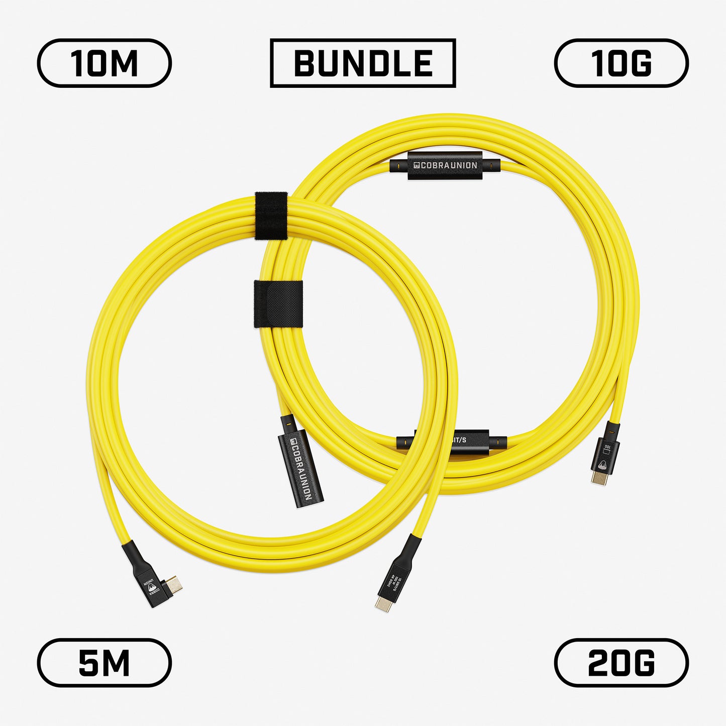 Max Reach Bundle 15M 10G - Yellow Angled