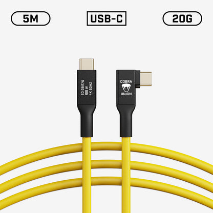 Câble de connexion USB-C – 5 m 20 G – Coudé